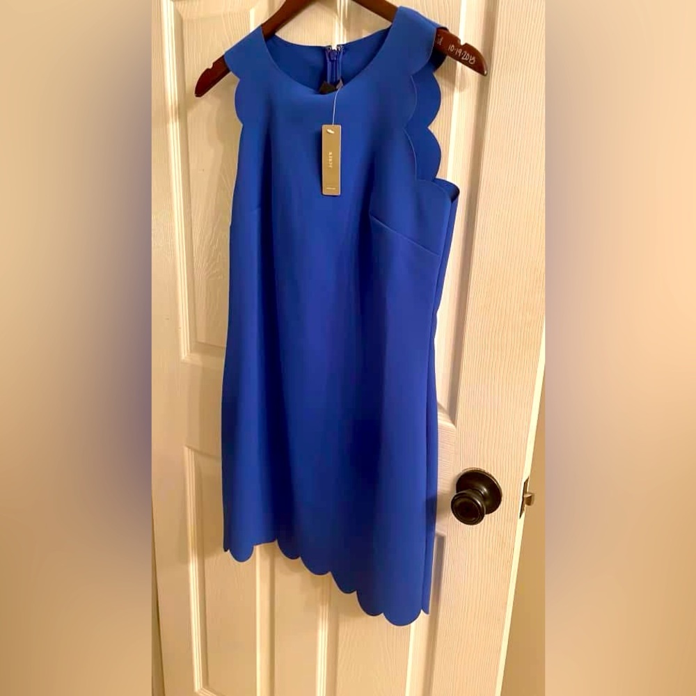 J. Crew blue scallop dress NWT